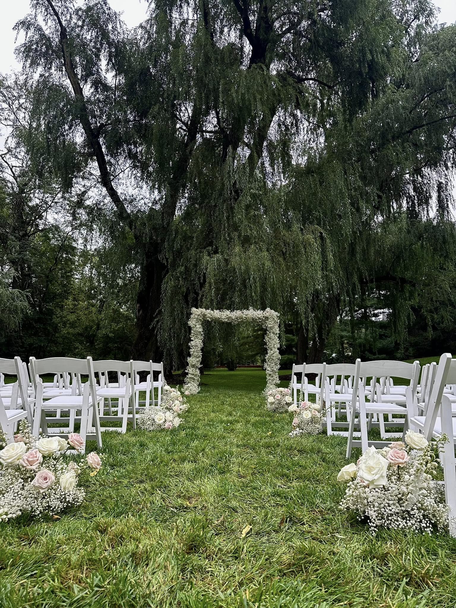 Beautiful wedding ceremony setup at Shawnee Run Venue in Columbia, PA