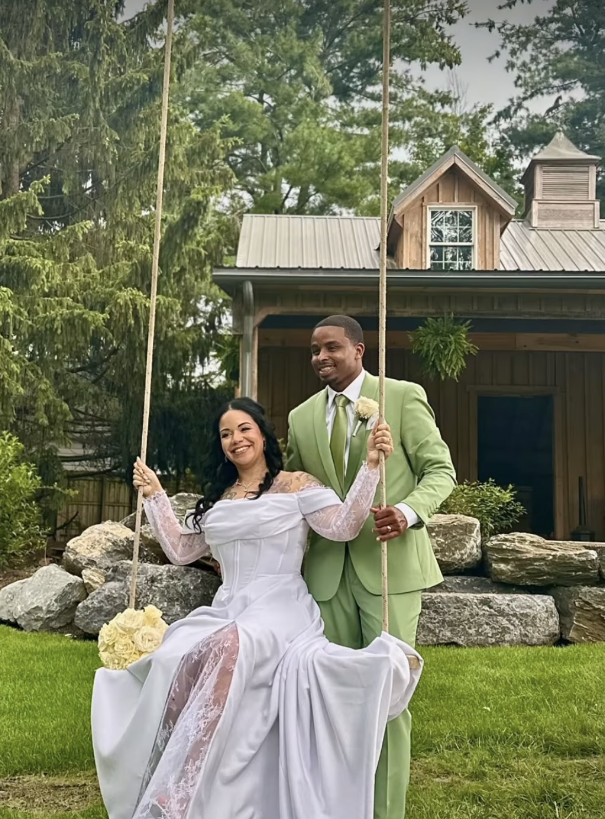Romantic wedding swing photo opportunity at Shawnee Run Venue